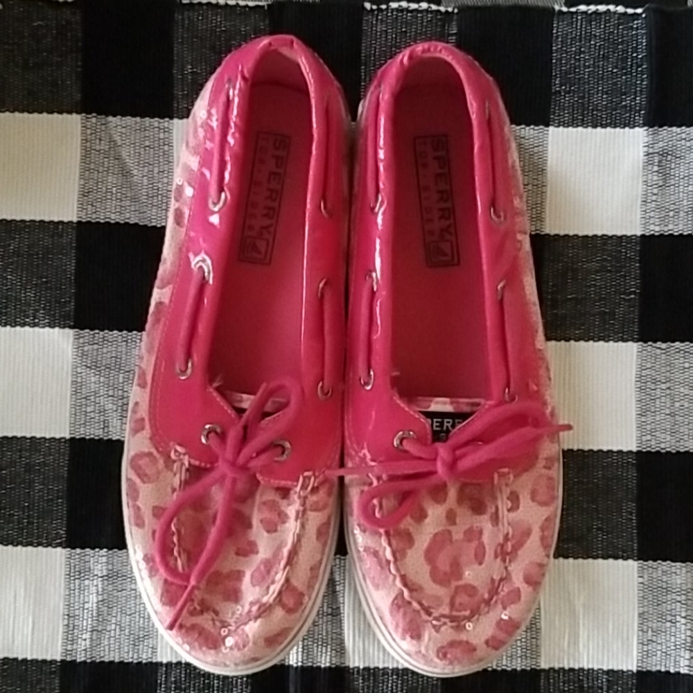 Sperry Top-sider pink cheetah leopard boat shoes